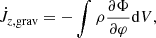 $$ \begin{aligned} \dot{J}_{z, \mathrm{grav}} = -\int \rho \frac{\partial \Phi }{\partial \varphi } \mathrm{d} V, \end{aligned} $$