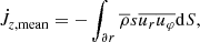 $$ \begin{aligned}&\dot{J}_{z,\mathrm{mean}} = - \int _{\partial r} \overline{\rho } s \overline{u_r}\overline{u_\varphi } \mathrm{d} S,\end{aligned} $$