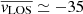 $ \overline{v_{\mathrm{LOS}}} \simeq -35 $