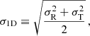 $$ \begin{aligned} \sigma _{\rm 1D} \equiv \sqrt{\frac{\sigma ^2_{\rm R} + \sigma ^2_{\rm T}}{2}}\,, \end{aligned} $$
