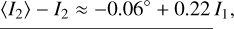$\left\langle {{I_2}} \right\rangle - {I_2} \approx - 0.06^\circ + 0.22{I_1},$