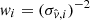 $ w_i = (\sigma_{\hat{v},i})^{-2} $