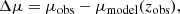 $$ \begin{aligned} \Delta \mu = \mu _{\rm obs} - \mu _{\rm model}(z_\mathrm{obs} ), \end{aligned} $$