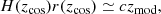 $$ \begin{aligned} H(z_{\rm cos})r(z_{\rm cos}) \simeq cz_\mathrm{mod} , \end{aligned} $$