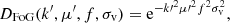 $$ \begin{aligned} D_{\rm FoG}(k^\prime , \mu^\prime , f, \sigma _{\rm v}) = \mathrm{e}^{-k{\prime }^2\mu {\prime }^2f^2\sigma _{\rm v}^2}, \end{aligned} $$