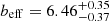 $ b_{\mathrm{eff}}=6.46^{+0.35}_{-0.37} $