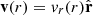 $ \mathbf{v}(r) = v_r(r)\hat{\mathbf{r}} $
