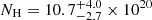 $ N_{\mathrm{H}} = 10.7^{+4.0}_{-2.7} \times 10^{20} $