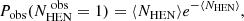 $$ \begin{aligned}&P_{\text{obs}}(N^{\text{ obs}}_{\text{HEN}} = 1) = \langle N_{\text{HEN}} \rangle e^{-\langle N_{\text{HEN}} \rangle } , \end{aligned} $$
