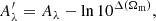$$ \begin{aligned} A^\prime _\lambda = A_\lambda - \ln 10^{\Delta (\Omega _{\rm m})}, \end{aligned} $$