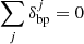 $ \sum_j\delta_{\mathrm{bp}}^j = 0 $
