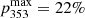 $ p_{353}^{\mathrm{max}} = 22\% $
