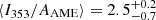 $ \langle I_{\mathrm{353}}/A_{\mathrm{AME}}\rangle = 2.5^{+0.2}_{-0.7} $