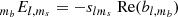 $$ \begin{aligned} _{m_b}E_{l,m_s}&= -s_{lm_s} \text{ Re}(b_{l,{m_b}}) \end{aligned} $$