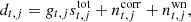 $$ \begin{aligned} d_{t,j} = g_{t,j}s_{t,j}^\mathrm{tot} +n_{t,j}^\mathrm{corr} + n_{t,j}^\mathrm{wn} , \end{aligned} $$