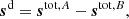 $$ \begin{aligned} \boldsymbol{s}^\mathrm{d}&=\boldsymbol{s}^{\mathrm{tot} ,A}-\boldsymbol{s}^{\mathrm{tot} ,B} ,\end{aligned} $$