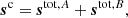 $$ \begin{aligned} \boldsymbol{s}^\mathrm{c}&=\boldsymbol{s}^{\mathrm{tot} ,A}+\boldsymbol{s}^{\mathrm{tot} ,B}, \end{aligned} $$
