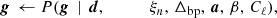 $$ \begin{aligned} {\boldsymbol{g}} \,\leftarrow P({\boldsymbol{g}}\,&\mid \,{\boldsymbol{d}},\, \,\quad \qquad \xi _n, \,{\Delta _{\mathrm{bp} }},\,{\boldsymbol{a}}, \,\beta , \,C_{\ell }),\end{aligned} $$