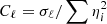 $ C_{\ell} = \sigma_{\ell} / \sum \eta_i^2 $