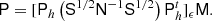 $$ \begin{aligned} \mathsf P = [\mathsf P _h\left( \mathsf S ^{1/2}\mathsf{N }^{-1}\mathsf S ^{1/2} \right)\mathsf P _h^t]_\epsilon \mathsf{M }. \end{aligned} $$