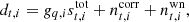 $$ \begin{aligned} d_{t, i} = g_{q, i} s_{t, i}^{\mathrm{tot} } + n_{t, i}^{\mathrm{corr} } + n_{t, i}^{\mathrm{wn} }, \end{aligned} $$