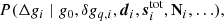 $$ \begin{aligned}&P(\Delta g_i\mid g_0, \delta g_{q, i}, \boldsymbol{d}_i, \boldsymbol{s}_i^{\mathrm{tot} }, \mathbf N _i, \ldots ) ,\end{aligned} $$