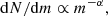 $$ \begin{aligned} \mathrm{d}N/\mathrm{d}m\propto m^{-{\alpha }}, \end{aligned} $$
