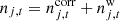 $ n_{j,t}= n^{\mathrm{corr}}_{j,t} + n^{\mathrm{w}}_{j,t} $