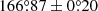 $ 166{{\overset{\circ}{.}}}87\pm 0{{\overset{\circ}{.}}}20 $