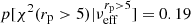 $ p[\chi^2 (r_{\mathrm{p}} > 5) | \nu_{\mathrm{eff}}^{r_{\mathrm{p}}>5}] = 0.19 $