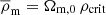 $ \overline{\rho}_{\mathrm{m}} = \Omega_{\mathrm{m}, 0} \, \rho_{\mathrm{crit}} $