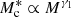 $ M^{*}_{\mathrm{c}} \propto M^{\gamma_{1}} $
