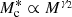 $ M^{*}_{\mathrm{c}} \propto M^{\gamma_{2}} $