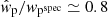 $ \hat{w}_{\mathrm{p}}/{w}_{\mathrm{p}^{\mathrm{spec}}} \simeq 0.8 $
