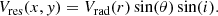 $$ \begin{aligned} V_{\rm res}(x, { y})= V_{\rm rad}(r)\sin (\theta )\sin (i) . \end{aligned} $$