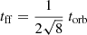 $$ \begin{aligned} t_{\rm ff} = \frac{1}{2\sqrt{8}}~t_{\rm orb} \end{aligned} $$