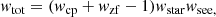 $$ \begin{aligned} { w}_{\mathrm{tot}} = ({ w}_{\mathrm{cp}}+{ w}_{\mathrm{zf}}-1){ w}_{\mathrm{star}}{ w}_{\mathrm{see},} \end{aligned} $$