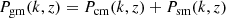 $$ \begin{aligned} P_{\rm gm}(k,z)&= P_{\rm cm}(k,z)+P_{\rm sm}(k,z) \end{aligned} $$