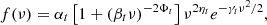 $$ \begin{aligned} f(\nu ) = \alpha _t\left[1+(\beta _t\nu )^{-2\Phi _t}\right]\nu ^{2\eta _t}e^{-\gamma _t\nu ^2/2}, \end{aligned} $$