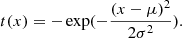 $$ \begin{aligned} t(x)&= -\exp (-\frac{(x-\mu )^2}{2\sigma ^{2}}). \end{aligned} $$