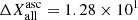 $ \Delta X^{\mathrm{asc}}_{\mathrm{all}} = 1.28\times10^1 $