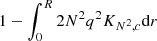 $ 1 - \int_0^R 2N^2 q^2 K_{N^2, c}{{\rm d}}{r} $