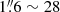 $ 1{{{\overset{\prime\prime}{.}}}}6\sim28 $
