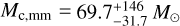 ${M_{{\rm{c,mm}}}} = 69.7_{ - 31.7}^{ + 146}{M_ \odot }$