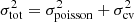 $$ \begin{aligned} \sigma _{\mathrm{tot} }^2&= \sigma _{\mathrm{poisson} }^2+ \sigma _{\mathrm{cv} }^2\end{aligned} $$
