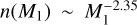 $n\left( {{M_1}} \right) \sim M_1^{ - 2.35}$