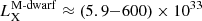 $ L_{\mathrm{X}}^\mathrm{M\text{-}dwarf} \approx (5.9{-}600) \times 10^{33} $