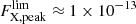 $ F_{\mathrm{X,peak}}^{\mathrm{lim}} \approx 1 \times 10^{-13} $