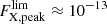 $ F_{\mathrm{X,peak}}^{\mathrm{lim}} \approx 10^{-13} $