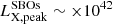 $ L_{\mathrm{X,peak}}^{\mathrm{SBOs}} \sim \times 10^{42} $